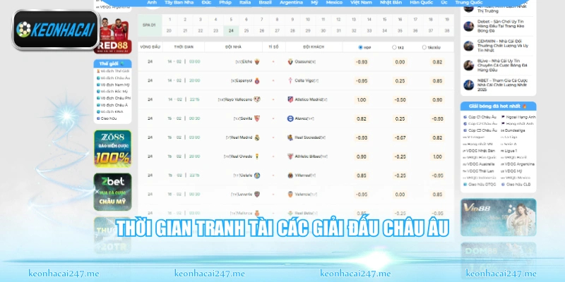 Lịch Thi Đấu - Cập Nhật Giờ Bóng Lăn Nhanh Chóng Nhất 27 Thời gian tranh tài các giải đấu châu âu